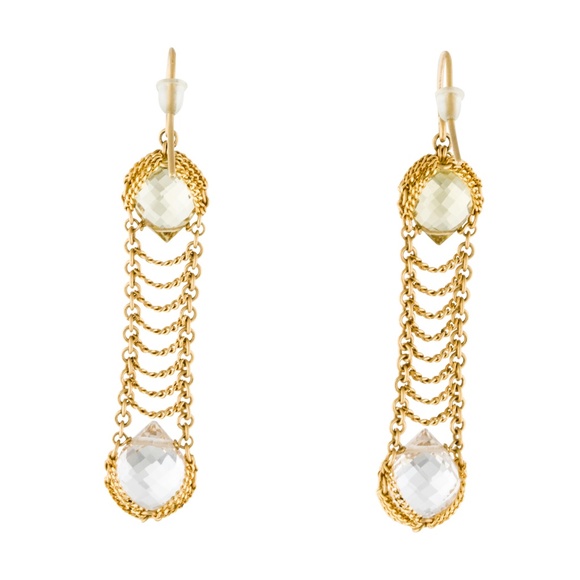 SOLD -Anthony Nak 18k Gold Citrine Ladder Earrings - Picture 4 of 7